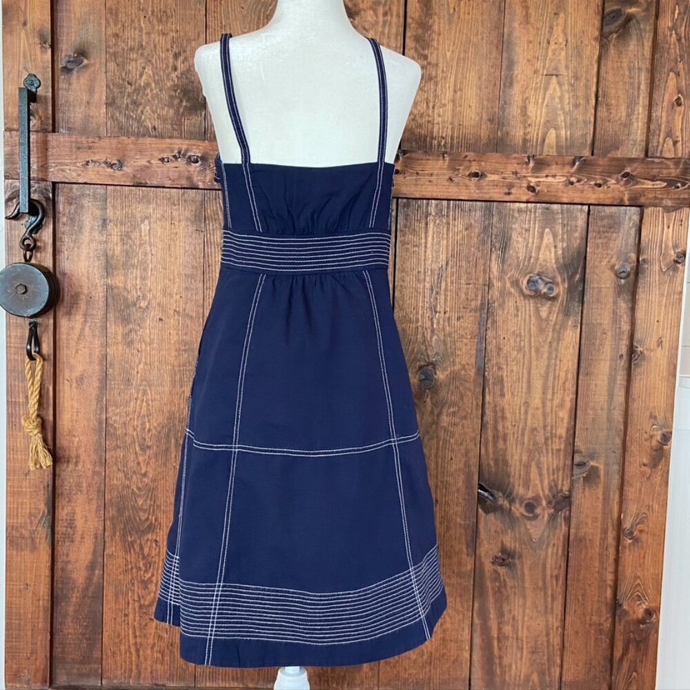 Maeve Navy Nautical Coastal Preppy Fit and Flare Sundress Sz 8 - Picture 2 of 13